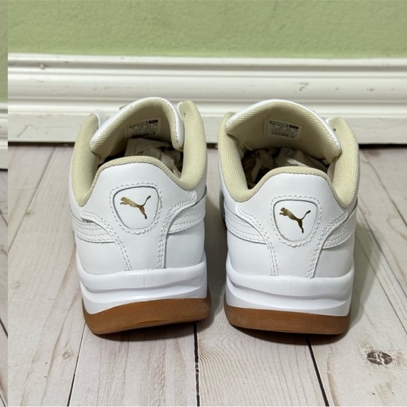 Puma California Exotic Leather Whisper‎ White/Puma White/Gold Sneaker Sz 8.5 Wmn - Picture 6 of 10